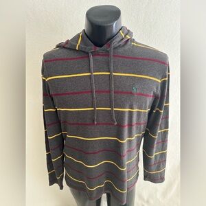 Polo Ralph Lauren Hooded Shirt Men’s  Medium Lightweight Striped Long Sleeve Top
